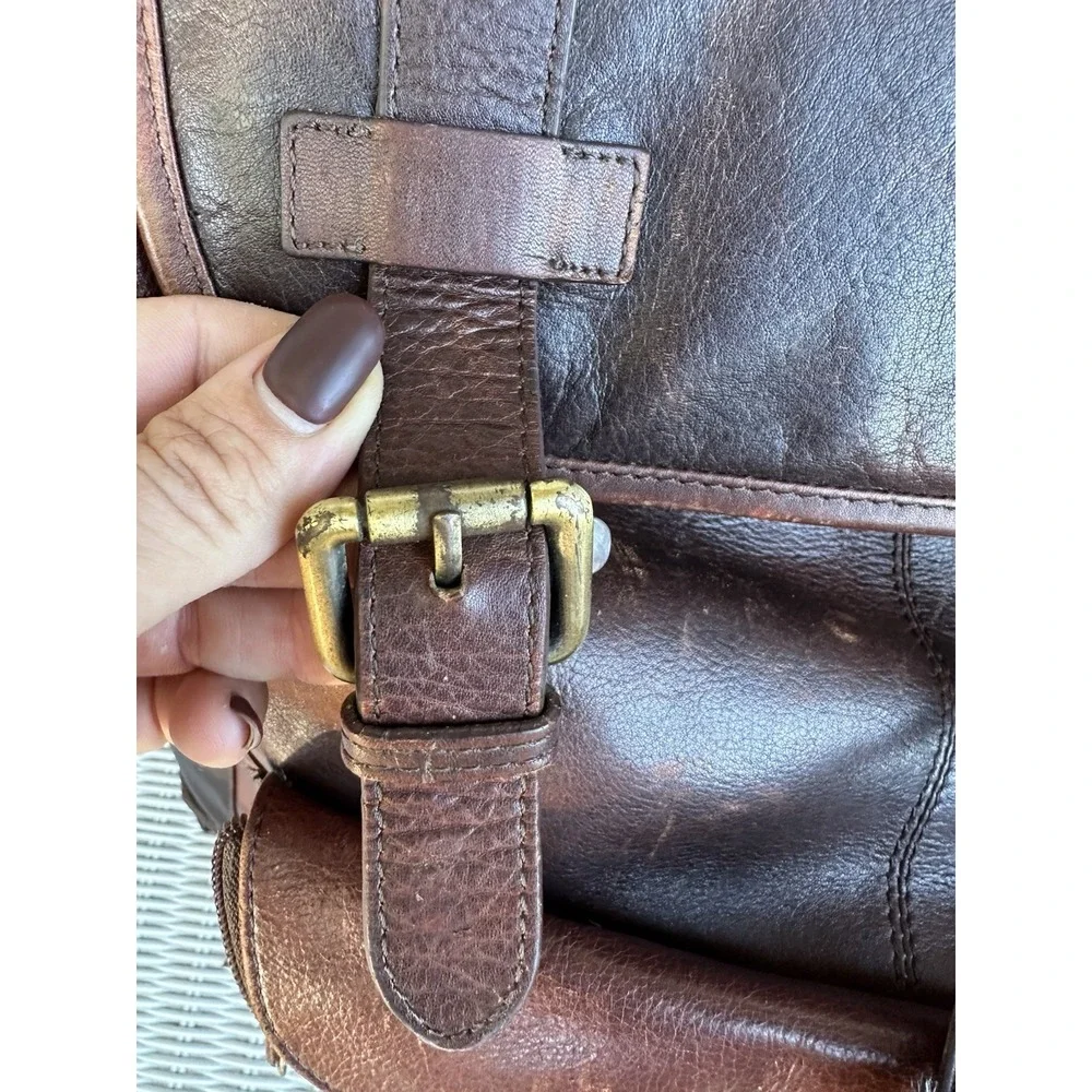 Bosca Essentials Brown Leather Backpack Rucksack Travel Bag Vintage Style